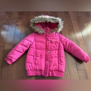 BEBE girls Puffer pink jacket  size 4 yrs. old